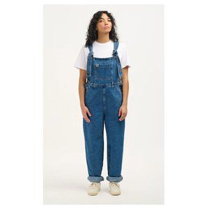 Lucy & Yak Easton Dungarees Organic Denim Mid Wash Blue
